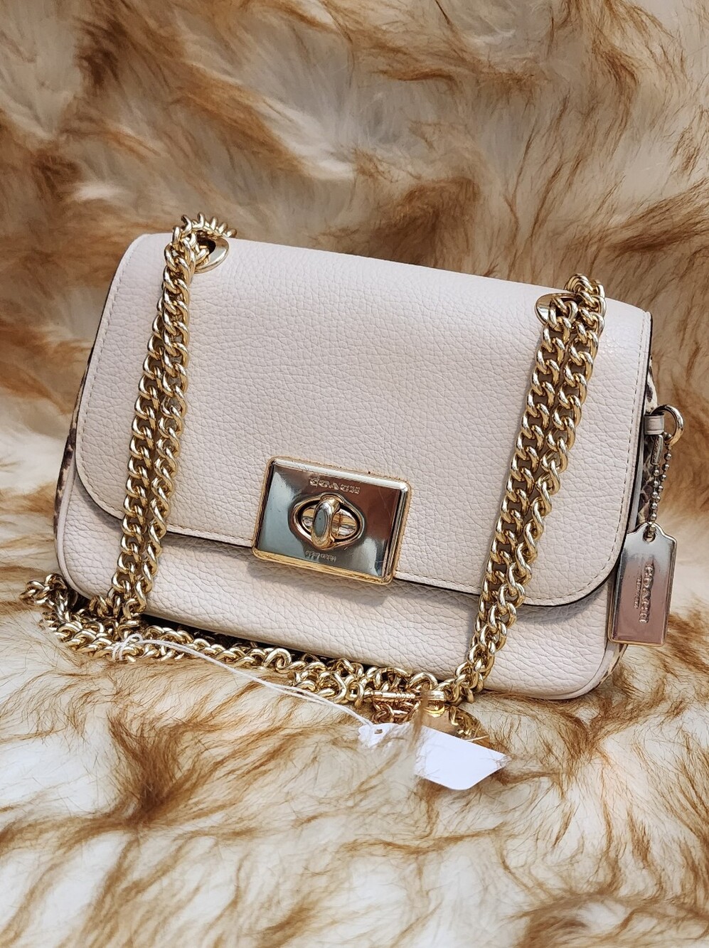 Coach Leather Patch Tote - Tan Suede Interior